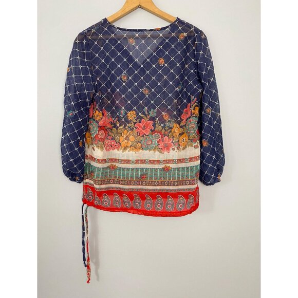 Vintage 1970s Lady Arrow Peasant Blouse, Size Small, Floral and Paisley Print - Picture 3 of 10